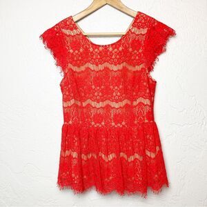 Anthropologie Maeve Katrine Lace Peplum Top Size Small